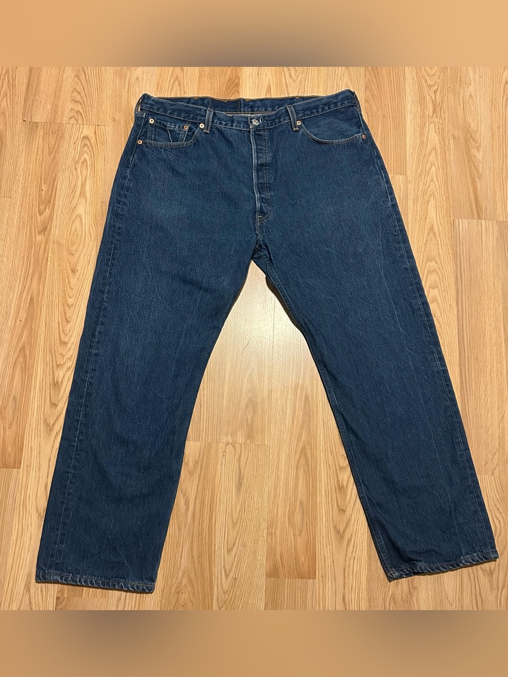 Vintage Levis 501xx Denim Jeans Dark Wash Blue USA Made 02 42x32
